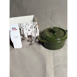 Staub Ceramic Mini Round Cocotte 0.25 Qt 10cm Basil Green 1034991 La Cocotte